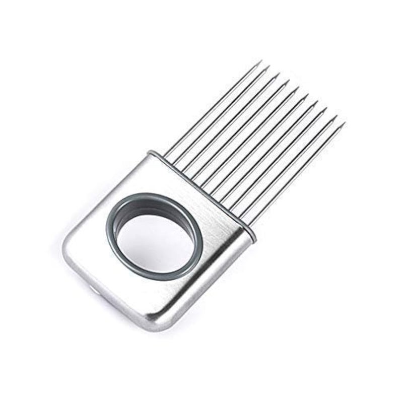 Hvanam Stainless Steel Onion Cut Holder Slicer With 10 Even Prong Easy Hold Vegetable To Cut Tomato Lemon Potatoes And Loosen Meat Kitchen Tools(Silver)